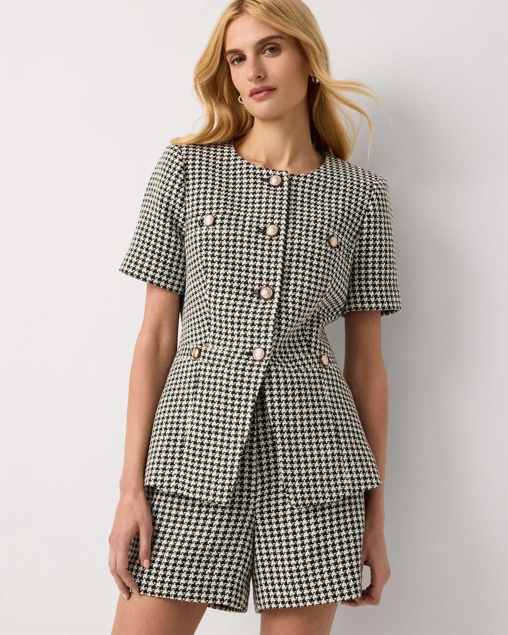 シウム　TWEED SHORT KNIT Tweed shorts with belt Blue For Women | Maje